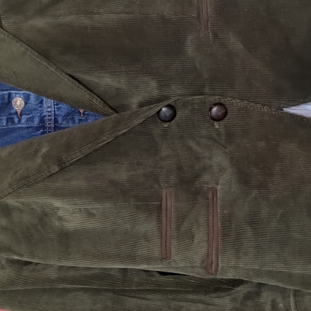 Veronica Beard Olive Green Corduroy Blazer With Denim  Insert  16 - Picture 3 of 7